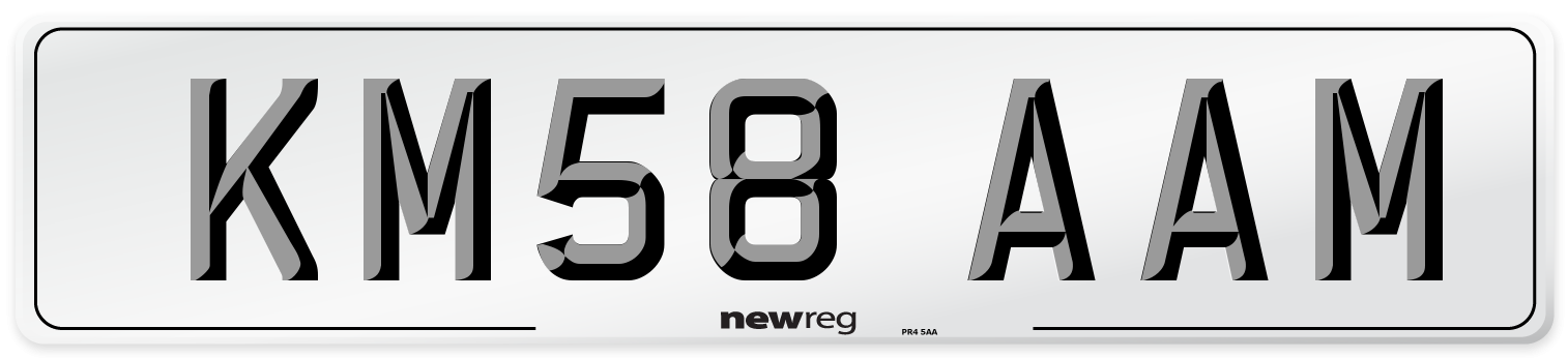 KM58 AAM Number Plate from New Reg